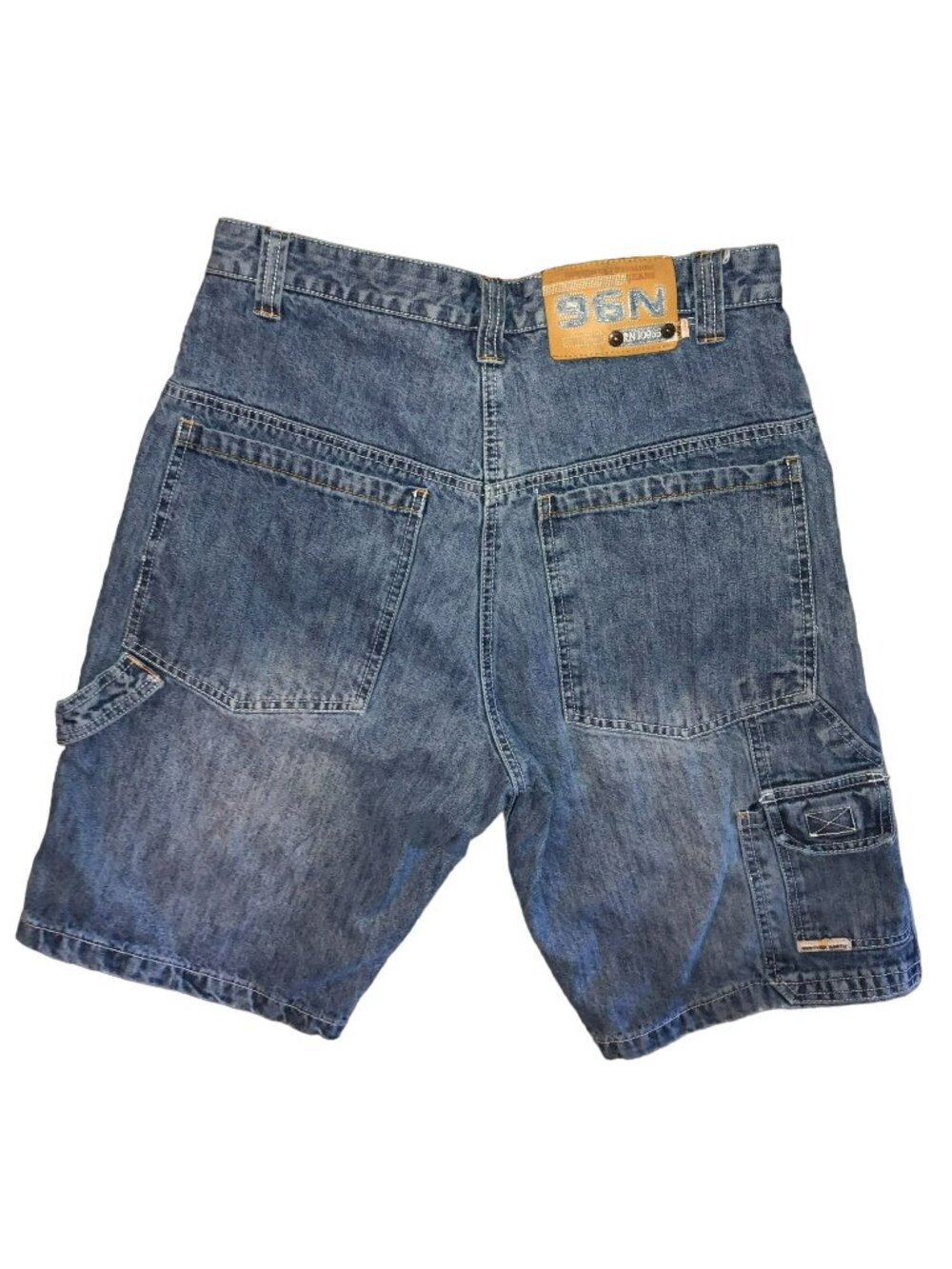 Y2K 96 North Wide Leg Shorts Sz 31 Denim Blue Carpenter Streetwear Hip Hop Mens